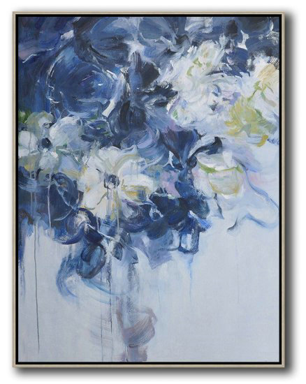 Hame Made Extra Large Vertical Abstract Flower Oil Painting #ABV0A5 - Click Image to Close